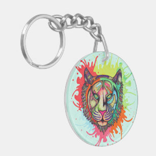 Rainbow Tiger Keychain
