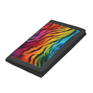 Rainbow Tiger Print Tri-fold Wallet