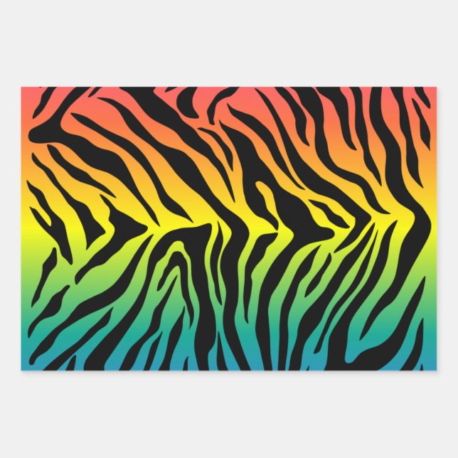Rainbow tiger skin print design  wrapping paper sheets (Front)