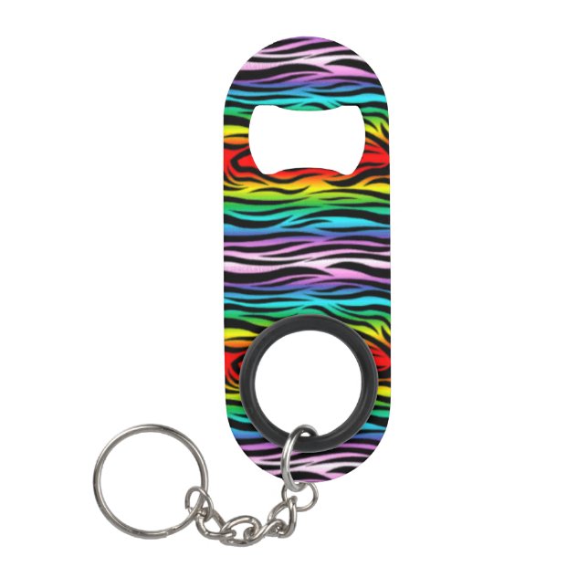 Rainbow Tiger Stripes Keychain Bottle Opener (Front)