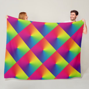 Rainbow Tiled Pillow Fleece Blanket