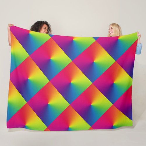 Rainbow Tiled Pillow Fleece Blanket