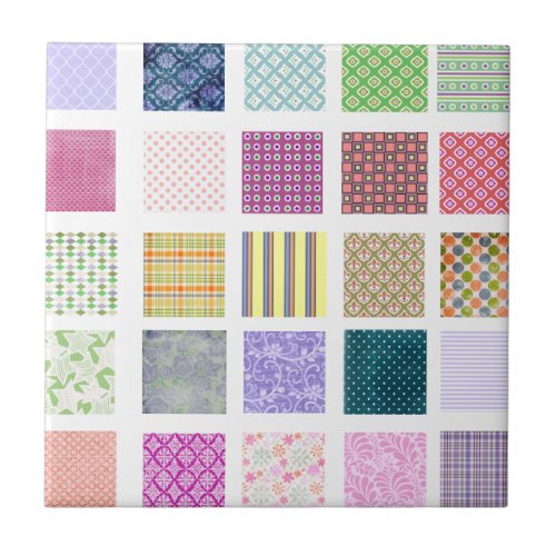 Rainbow tiled squares pattern ceramic tile