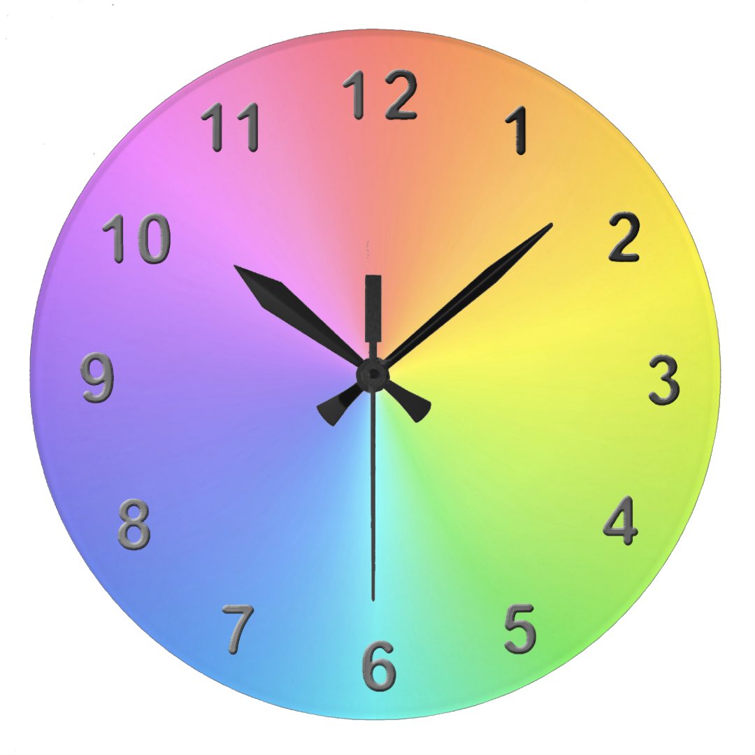 Rainbow Time Large Clock | Zazzle