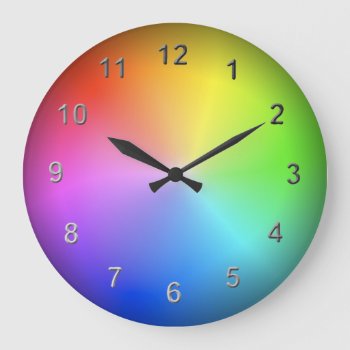 Rainbow Time. Large Clock by Impactzone at Zazzle