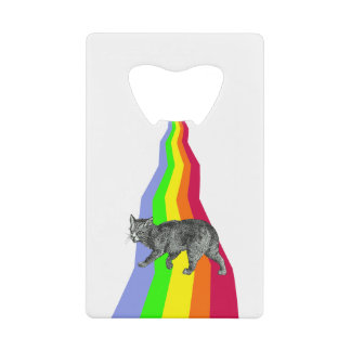 Rainbow to Heaven Cats Credit Card Bottle Opener