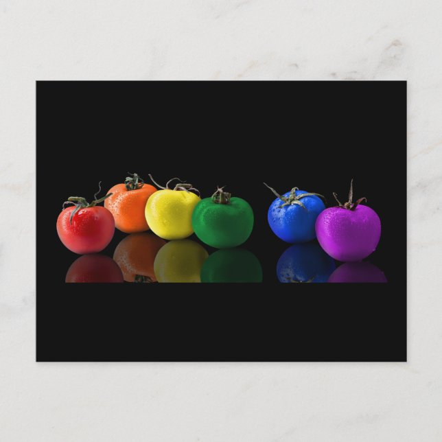 RAINBOW TOMATOES COLORFUL DIGITAL ART WALLPAPER BL POSTCARD (Front)