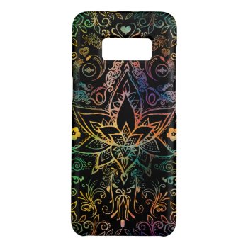 Rainbow Tones Mehndi Henna Pattern Lotus Flower Case-mate Samsung Galaxy S8 Case by thatcrazyredhead at Zazzle