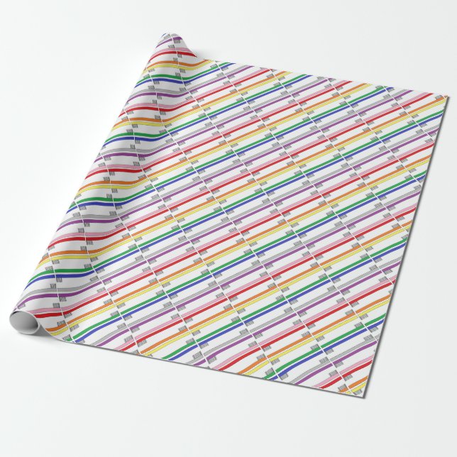 Rainbow Toothbrushes Wrapping Paper (Unrolled)