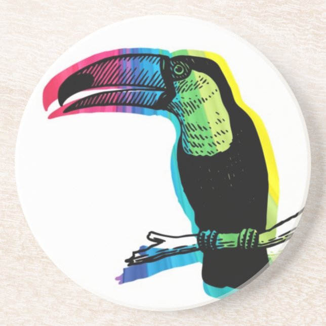 Rainbow Toucan Drink Coaster (Front)