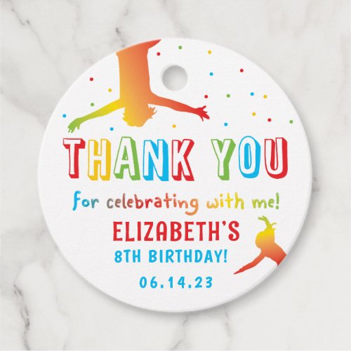 Rainbow Trampoline Park Kids Birthday Favor Tags