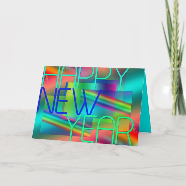 Rainbow Transparency Happy New Year 2020 Greeting Holiday Card (Front)