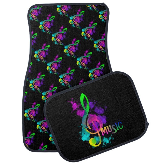 Rainbow Treble Clef Music Themed Car Floor Mat (Set)