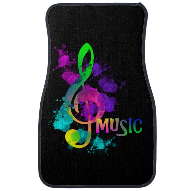 Rainbow Treble Clef Music Themed Car Floor Mat (Front)