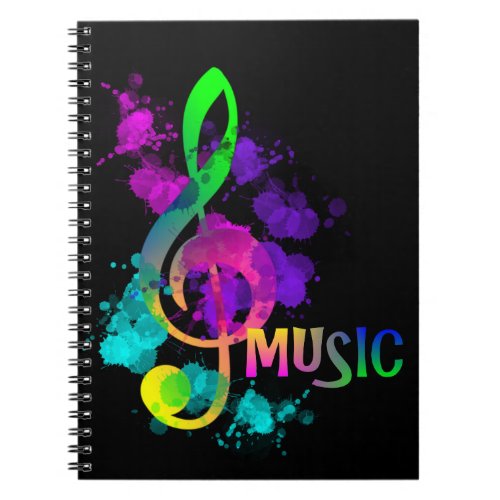 Rainbow Treble Clef Music Themed Notebook