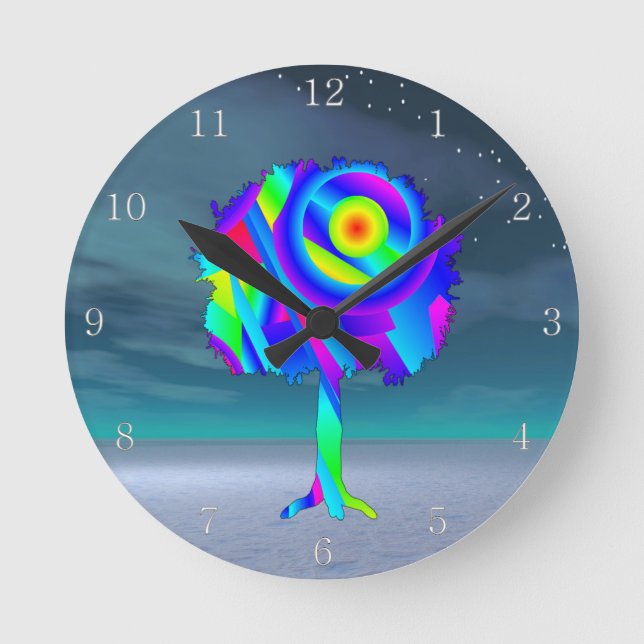 Rainbow Tree Acrylic Wall Clock (Front)