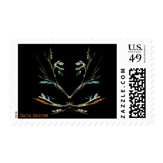 Rainbow Tree Fractal Postage Stamp