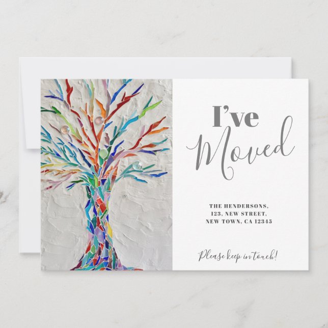 Rainbow Tree I've Moved Moving Announcement Card (Front)