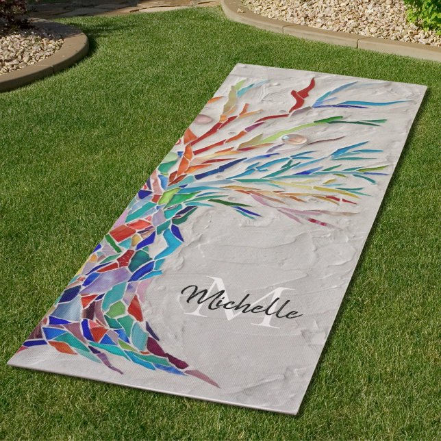 Rainbow Tree Name Monogram Yoga Mat (Creator Uploaded)
