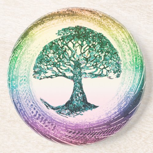 Rainbow Tree of Life by Amelia Carrie Coaster