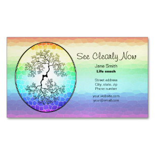 Rainbow Tree of Life Coach Business Card Magnet
