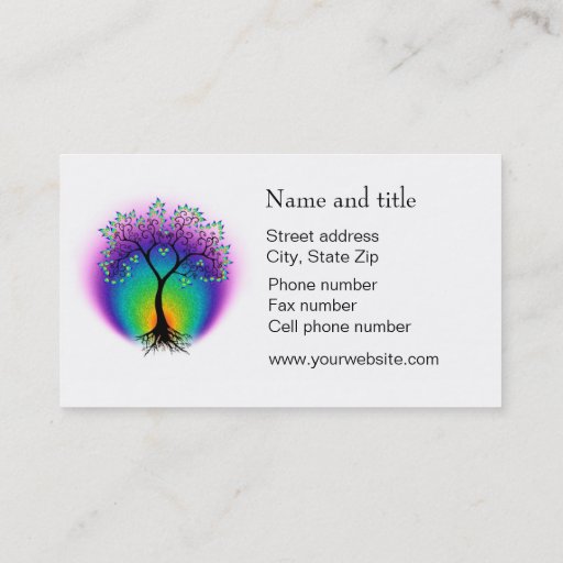 Customizable Rainbow Tree of Life Connect with Your Customer Business Cards