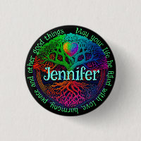 Rainbow Tree of Life Love Button