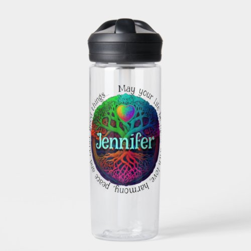 Rainbow Tree of Life Love Water Bottle