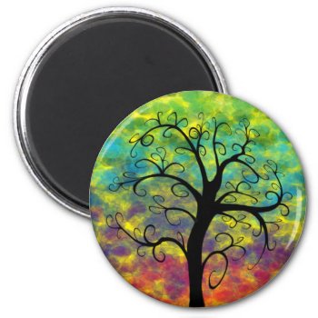 Rainbow Tree Of Life Moon Magnet by AutumnRoseMDS at Zazzle