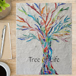 Rainbow Tree of Life Mosaic Jigsaw Puzzle<br><div class="desc">This decorative jigsaw puzzle features a print of a rainbow colored mosaic tree and the words Tree of Life in bold typography. I made the original design in mosaic using tiny fragments of brightly colored glass set into a pale gray plaster background. You can customize this canvas by changing the...</div>