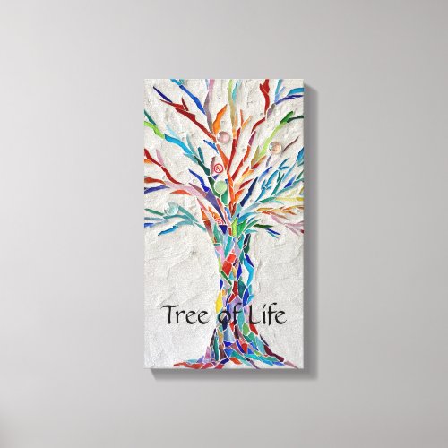 Rainbow Tree of Life Multicolored Mosaic Canvas Print