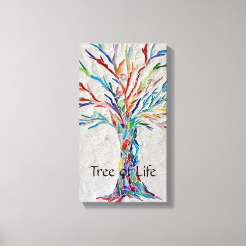 Rainbow Tree of Life Multicolored Mosaic Canvas Print