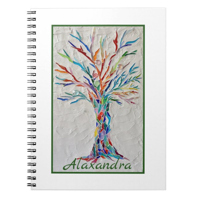 Rainbow Tree of Life Multicolored Mosaic Notebook (Front)