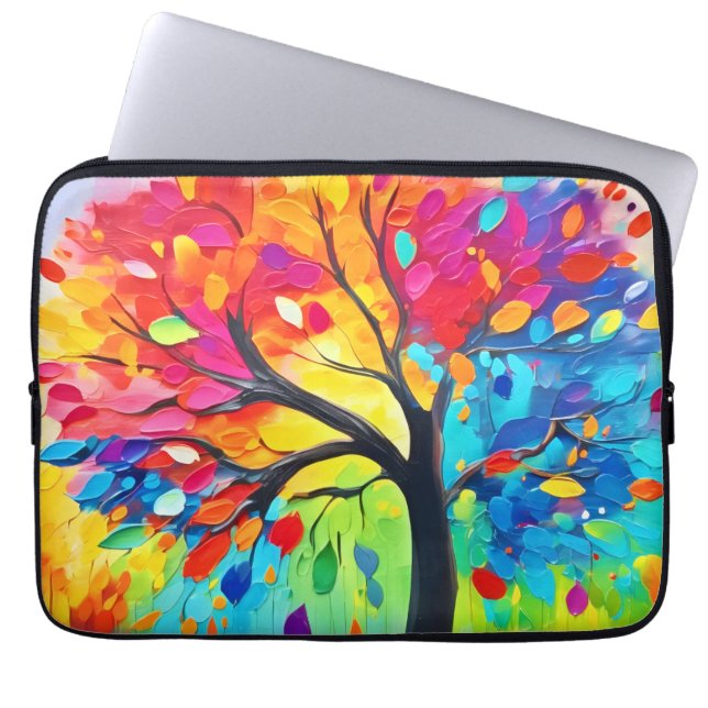 Rainbow Tree of Life Painting Laptop Sleeve (Front)