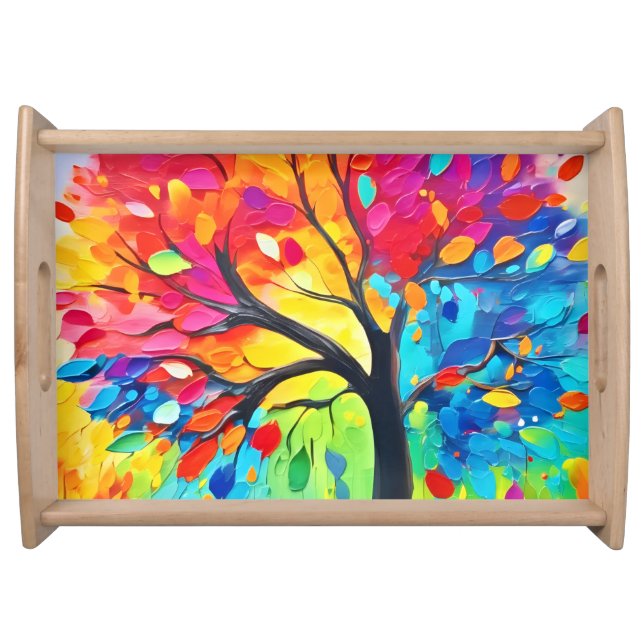Rainbow Tree of Life Painting Serving Tray (Front)