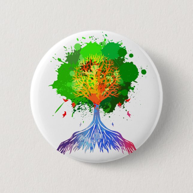 Rainbow Tree of Life Pinback Button (Front)
