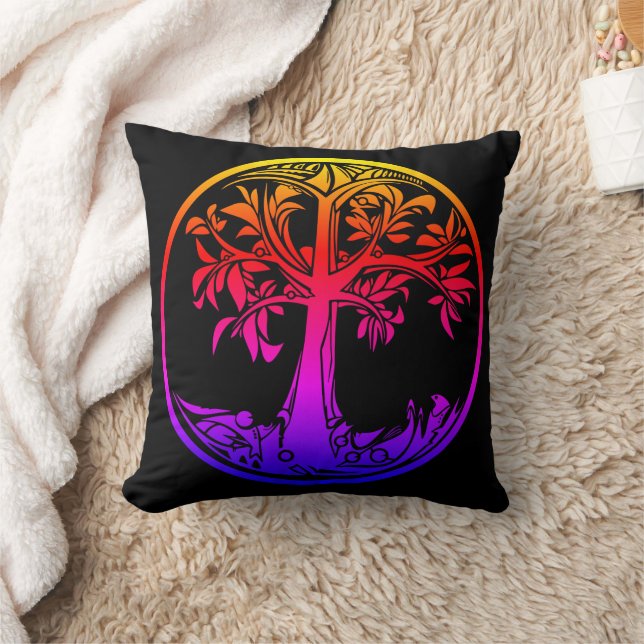 Rainbow Tree of Life Throw Pillow (Blanket)