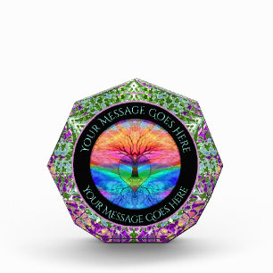Rainbow Tree of Life with Heart Acrylic Award
