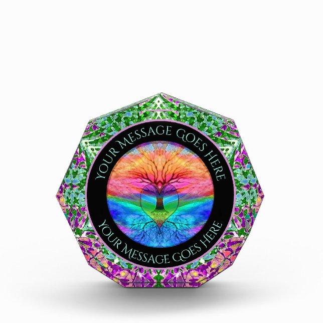 Rainbow Tree of Life with Heart Acrylic Award (Front)