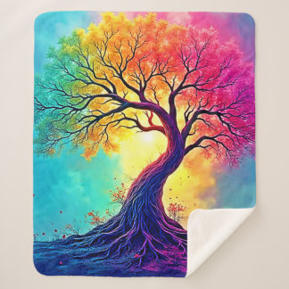 Rainbow Tree: Roots of Infinite Hope Art Sherpa Blanket
