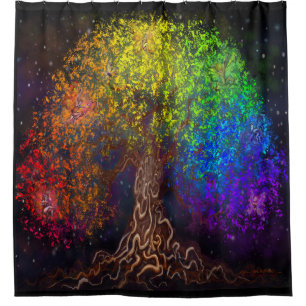 Rainbow tree shower curtain