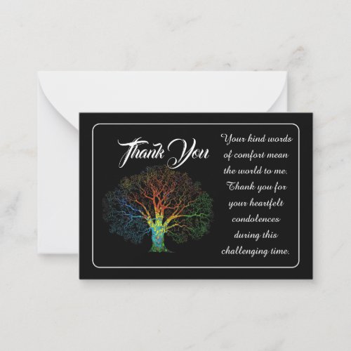 Rainbow Tree Thank You Message For Condolences Note Card