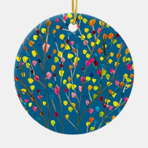 Rainbow tree watercolor  ceramic ornament