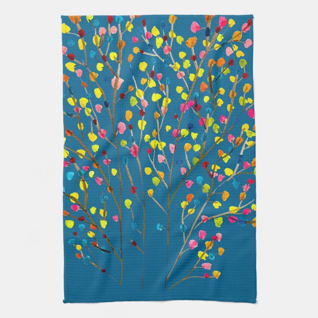 Rainbow tree watercolor  kitchen towel (Vertical)