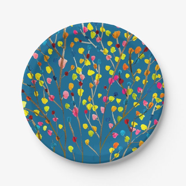Rainbow tree watercolor  paper plates (Front)