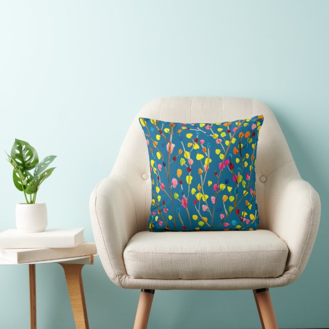Rainbow tree watercolor  throw pillow (Chair)