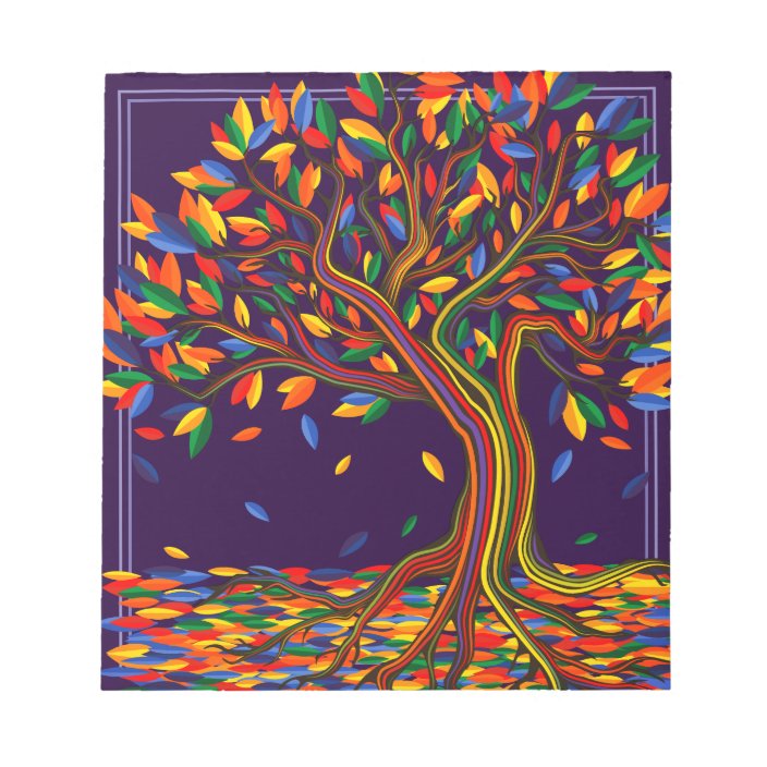 Rainbow Tree With Colorful Leaves Illustration Art Notepad Zazzle Com