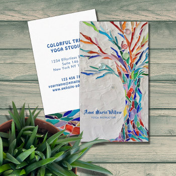 Rainbow Tree Yoga Instructor Business Card by SewMosaic at Zazzle