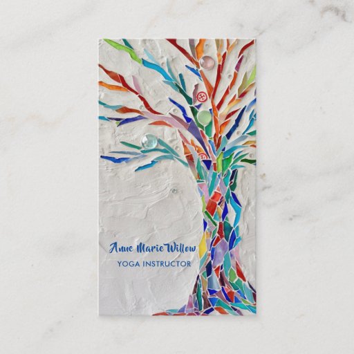 Customizable Rainbow Tree Yoga Instructor Business Card