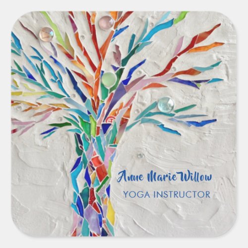 Rainbow Tree Yoga Instructor Square Sticker